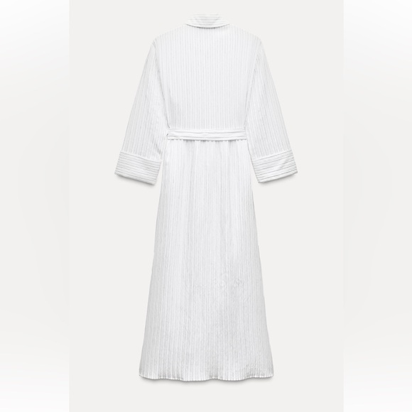 Zara STRIPED SHIRT DRESS ZW COLLECTION $89.90 Size Large NWT - Picture 4 of 7